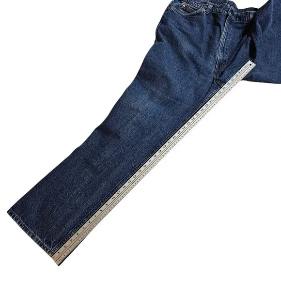 VTG Levi's 517 Bootcut Jeans Orange Tab Dark Wash Denim W42 L34 Made in USA - Picture 16 of 16